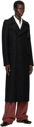 Dries Van Noten Black Long Wool Coat