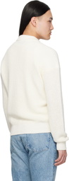 Ralph Lauren Purple Label White Silk Linen Polo Sweater