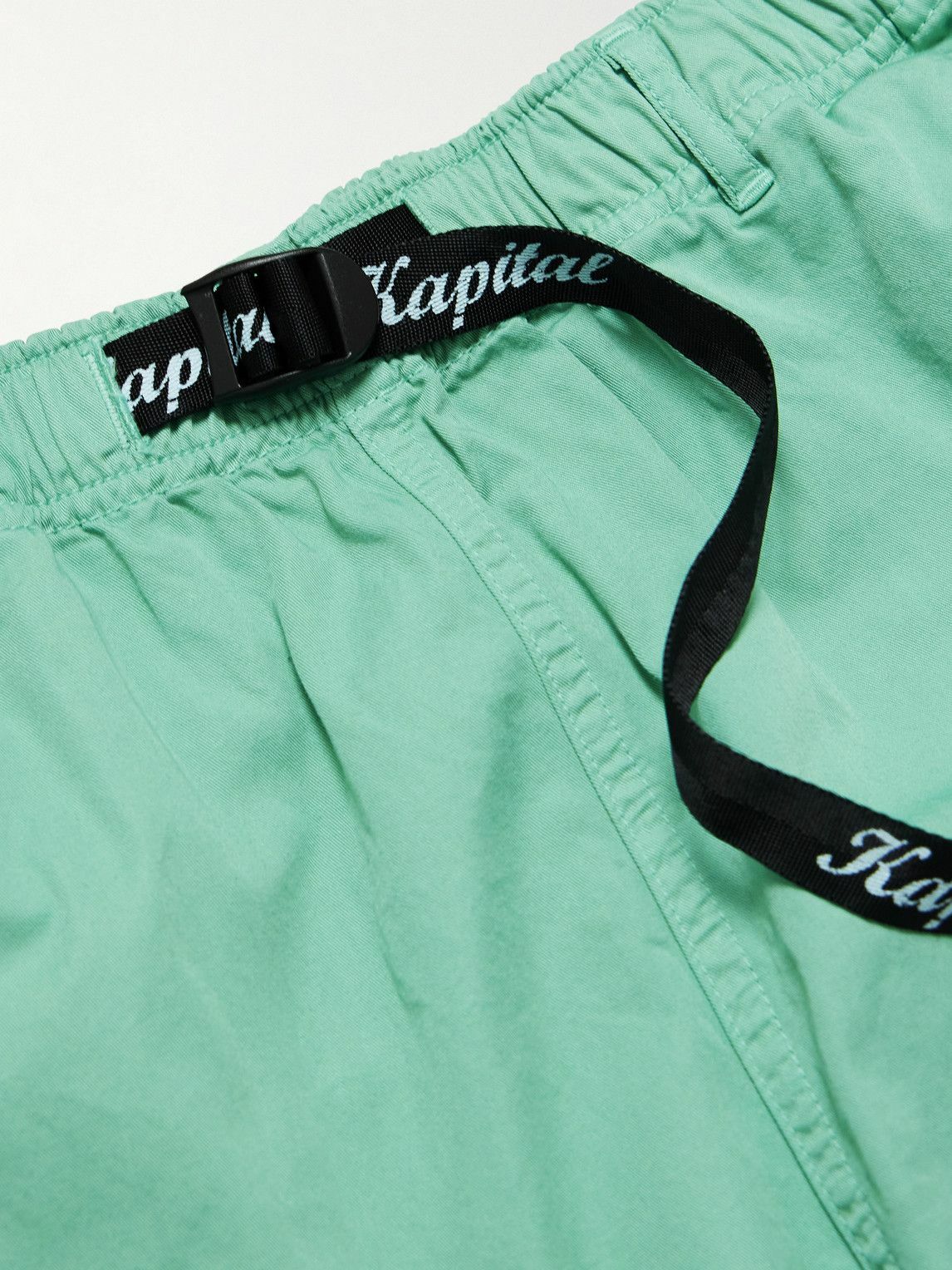 KAPITAL - Easy Wide-Leg Belted Cotton-Twill Shorts - Green