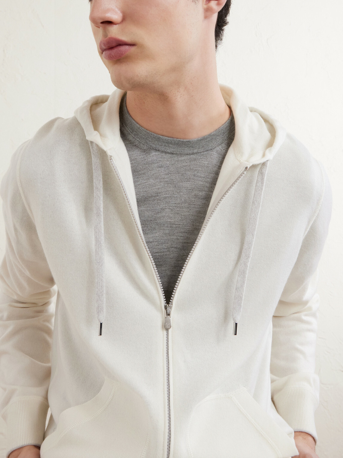 Brunello Cucinelli - Cashmere Zip-Up Hoodie - White
