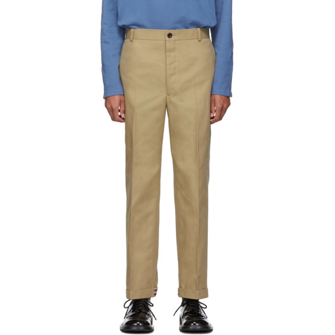 Photo: Thom Browne Khaki Twill Cavalry Chino Trousers