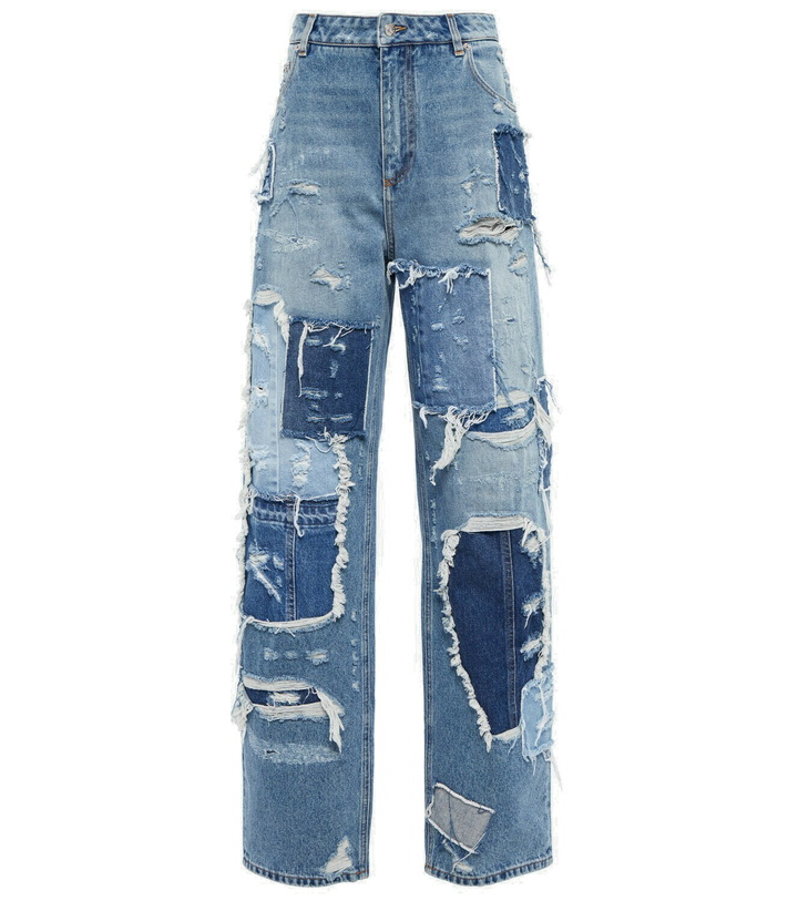 Photo: Dolce&Gabbana - Distressed patchwork wide-leg jeans