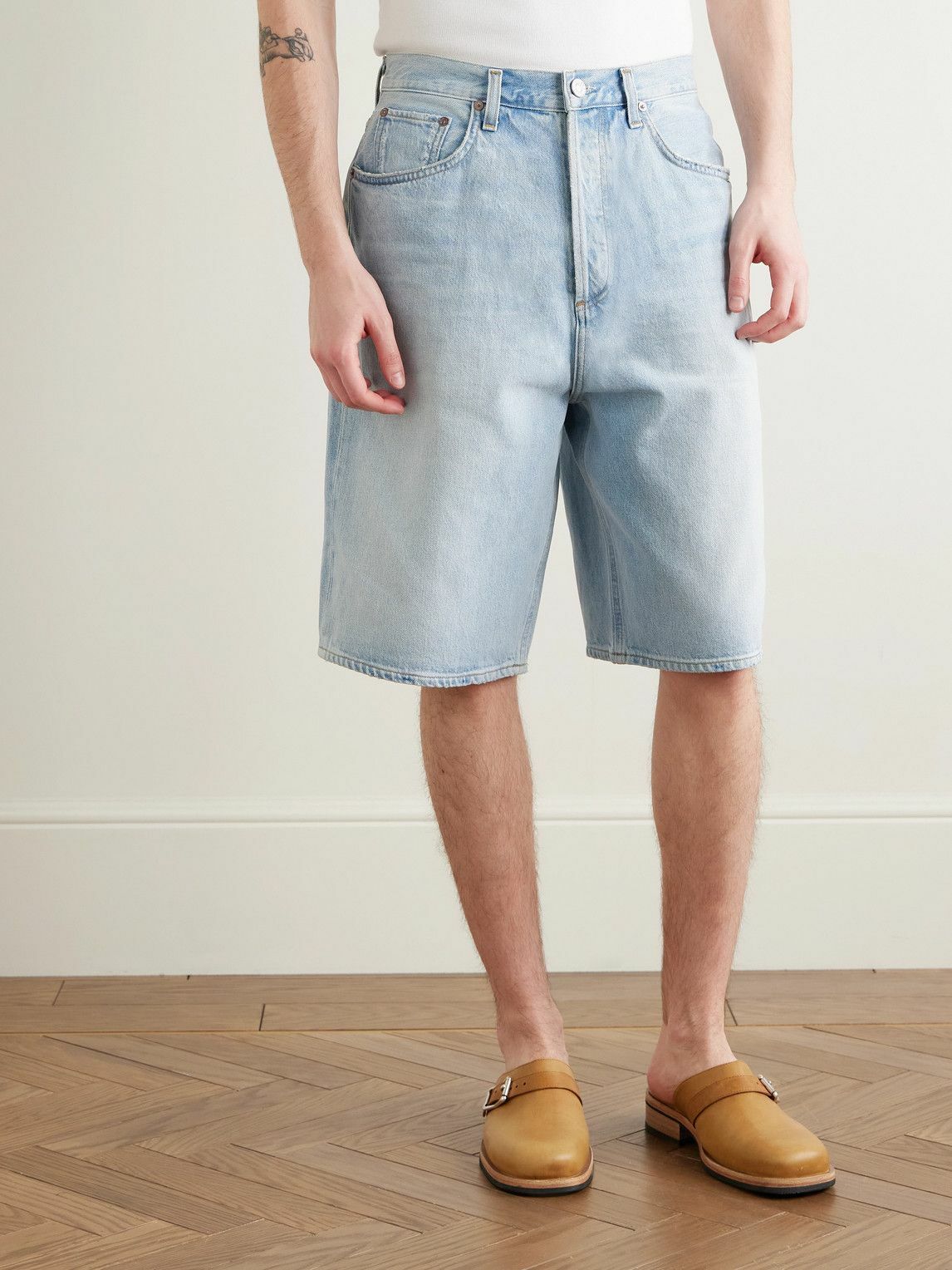 AGOLDE - Skater Straight-Leg Denim Shorts - Blue