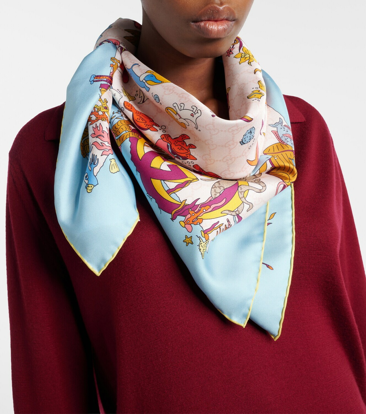 Gucci GG printed silk twill scarf