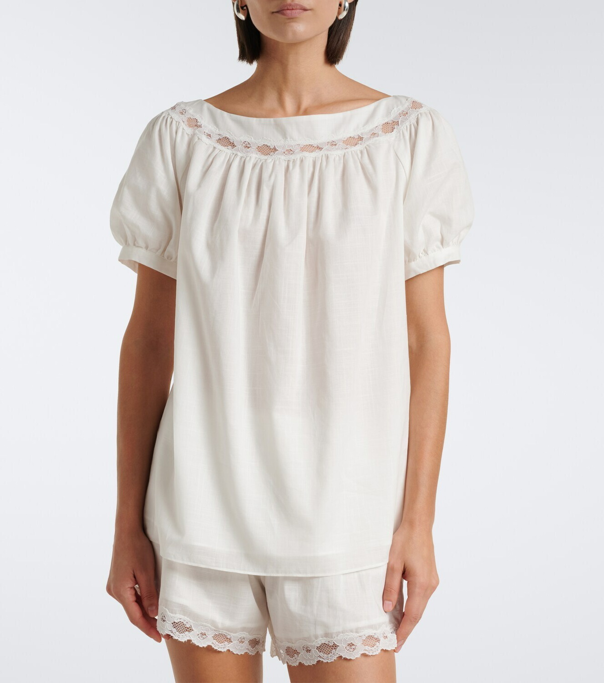 Posse Marilyn lace-trimmed cotton top