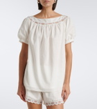 Posse Marilyn lace-trimmed cotton top