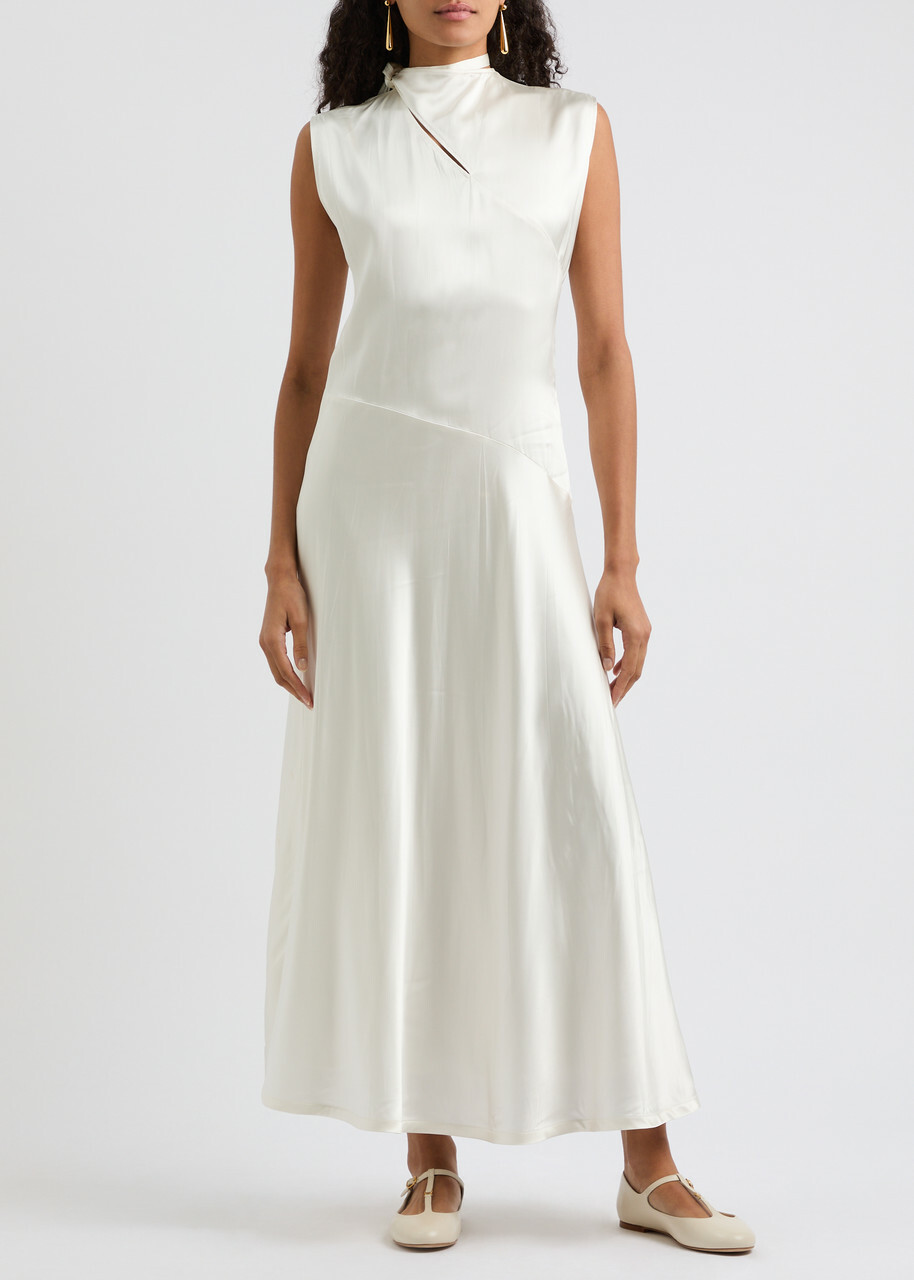 Jil Sander Satin Maxi Dress Off White Jil Sander
