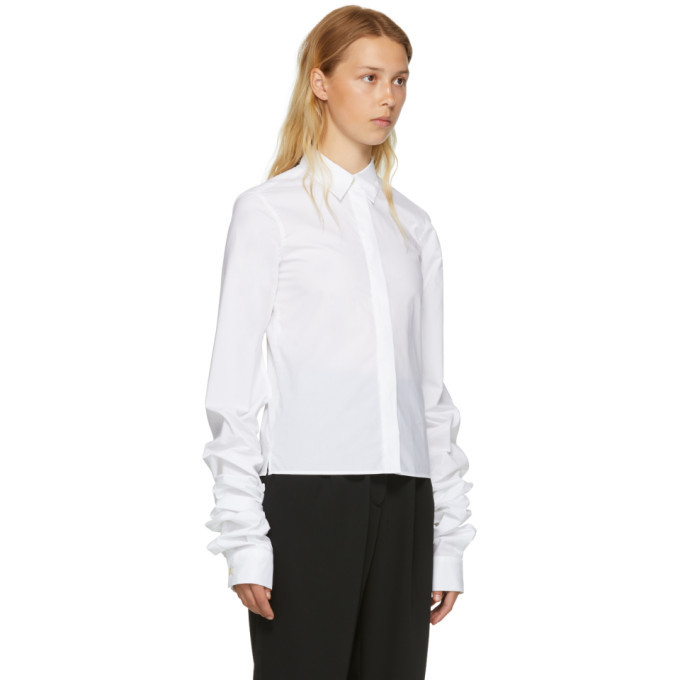 MM6 Maison Martin Margiela White Parachute Poplin Extra Long Sleeve Shirt