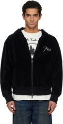 Rhude Black Velour Classique Zip-Up Hoodie