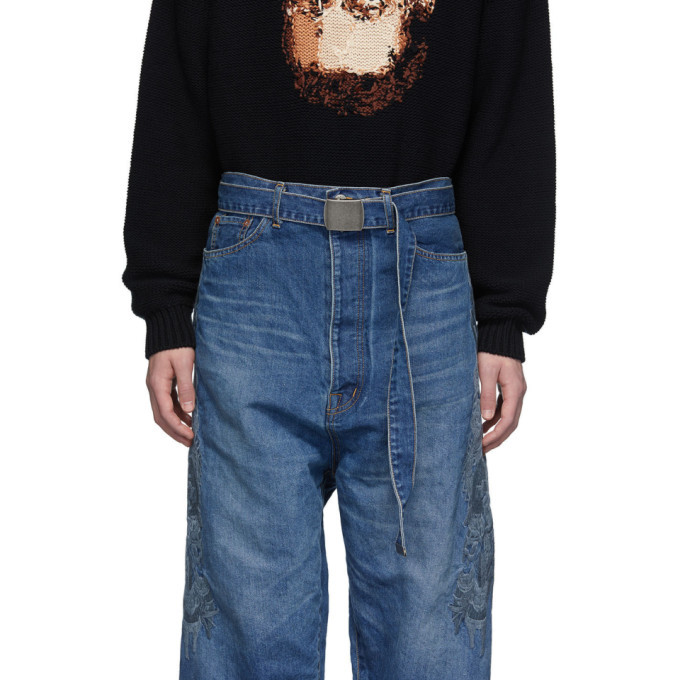 Doublet Blue Hemp Chaos Embroidery Jeans Doublet