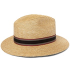 SAINT LAURENT - Ribbon-Trimmed Straw Panama Hat - Neutrals