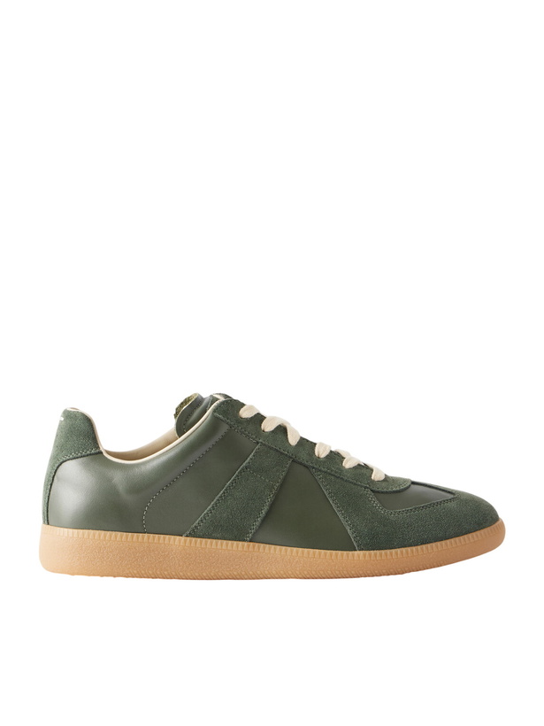 Photo: Maison Margiela - Replica Suede-Trimmed Leather Sneakers - Green