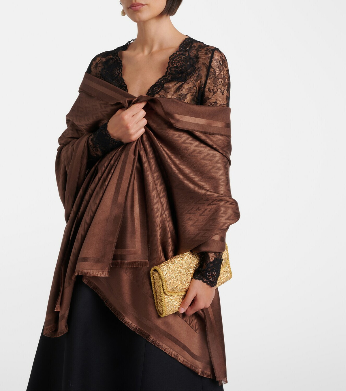 Valentino Toute la V silk and wool scarf