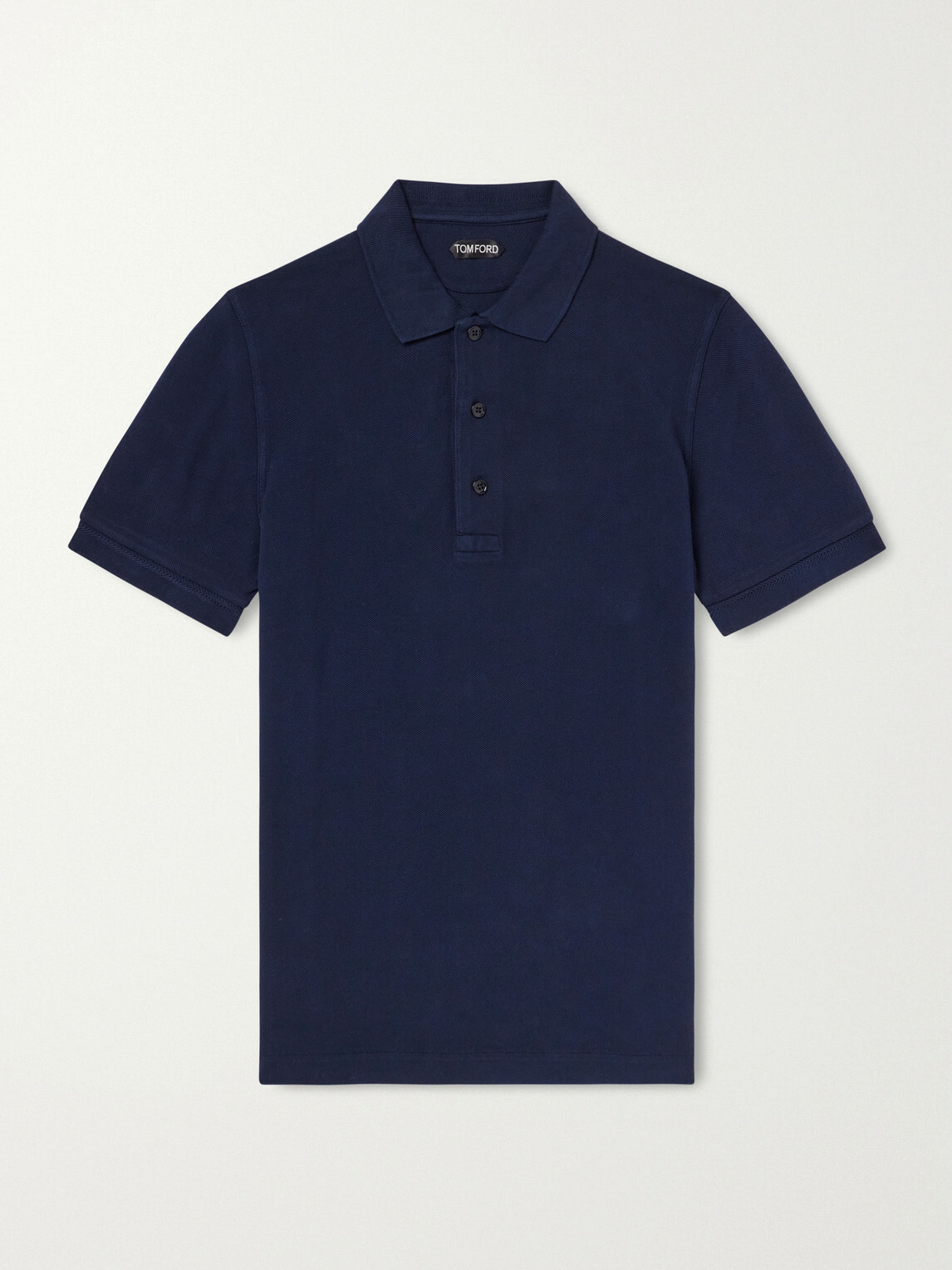 TOM FORD - Slim-Fit Lyocell and Cotton-Blend Piqué Polo Shirt - Blue