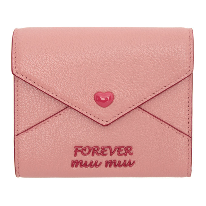 Miu Miu Pink Madras Love Trifold Wallet Miu Miu