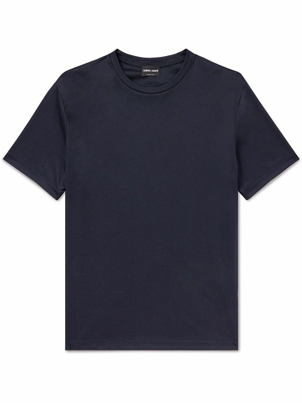 Photo: Giorgio Armani - Cotton-Jersey T-Shirt - Blue