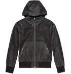 TOM FORD - Perforated Suede Hooded Bomber Jacket - Green