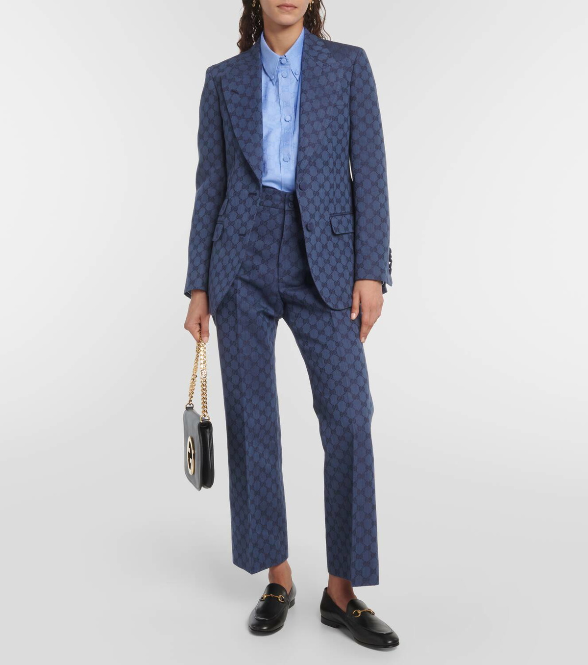 【送料&関税込】Gucci Embroidered Cotton Blend Blazer Gucci GG-embroidered single-breasted Blazer | Neutrals