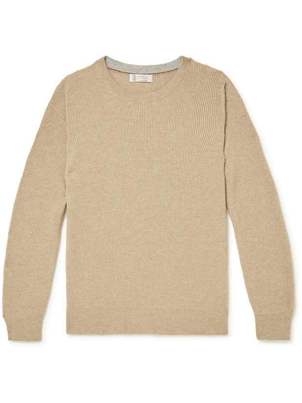 Photo: Brunello Cucinelli - Ribbed Cashmere Sweater - Neutrals