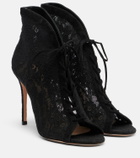 Gianvito Rossi Suede-trimmed lace pumps
