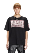 Diesel T-shirt with large gabardine patch logo - T-Shirts Mens in Black