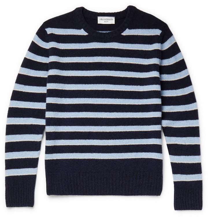 Photo: OFFICINE GÉNÉRALE - Marco Striped Virgin Wool-Blend Sweater - Blue
