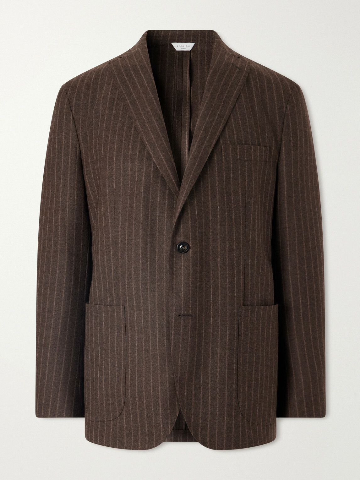 Boglioli - Pinstriped Virgin Wool-Flannel Suit Jacket - Brown
