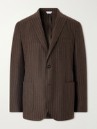 Boglioli - Pinstriped Virgin Wool-Flannel Suit Jacket - Brown