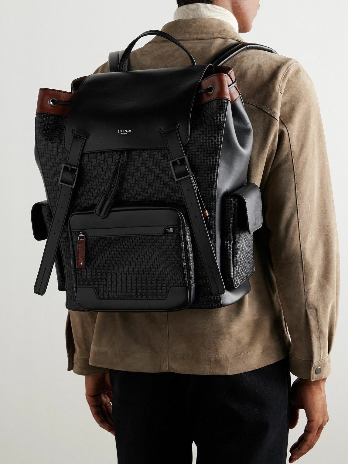 Serapian - Large Logo-Embossed Coated-Canvas and Leather Backpack