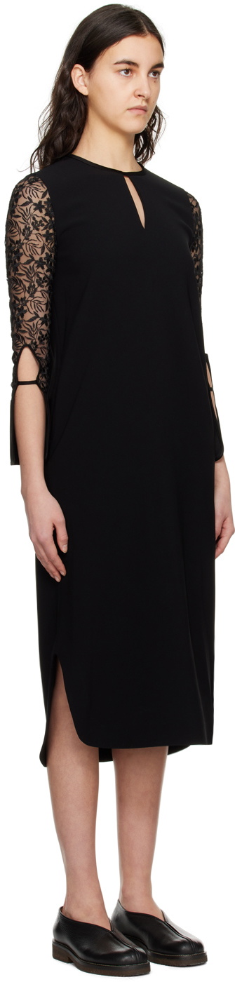 Mame Kurogouchi Black Floral Midi Dress