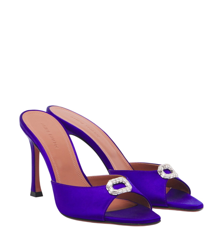 Photo: Amina Muaddi Mini Camelia embellished satin mules