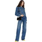 BALMAIN Blue Cropped Denim Jacket