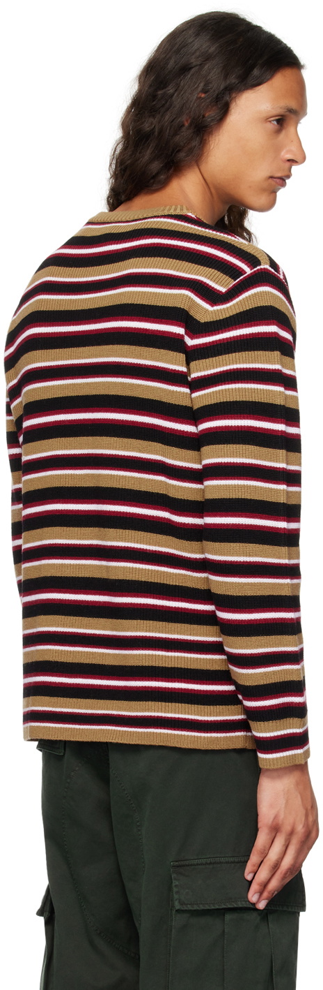 Moschino Brown Virgin Wool Striped Sweater