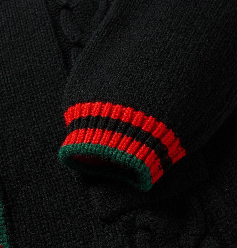Gucci Black Cable Knit GG Tights