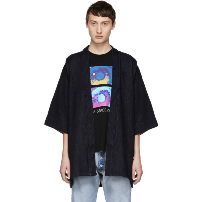 Photo: Naked and Famous Denim Blue Loose Weave Haori Shirt