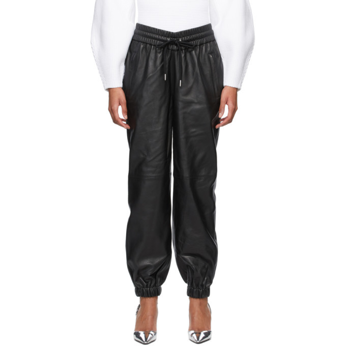 Alexander Wang Black Dipped Waist Jogger Leather Pants Alexander Wang