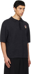 We11done Gray Patch Detailed Knit Polo
