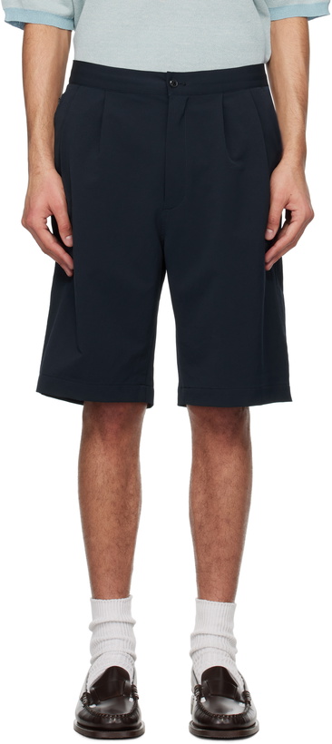 Photo: nanamica Navy Double Pleats Shorts