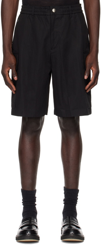 Photo: Solid Homme Black Flap Pocket Shorts