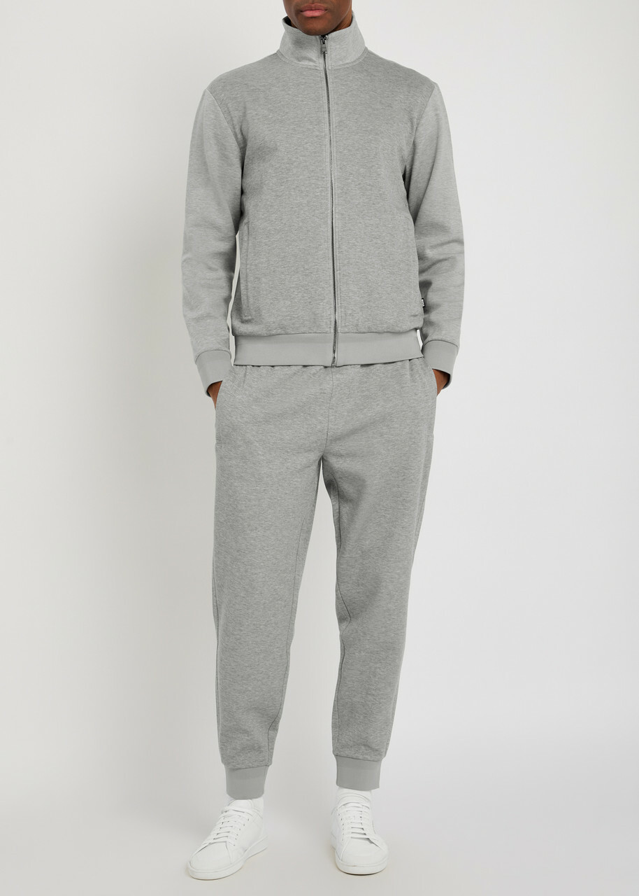 Boss Melange Cotton-blend Sweatshirt Light Grey