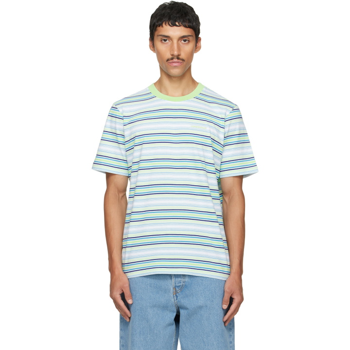 Photo: Casablanca Blue & Green Striped Classic T-shirt