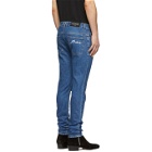 Balmain Blue Embroidered Slim-Fit Jeans