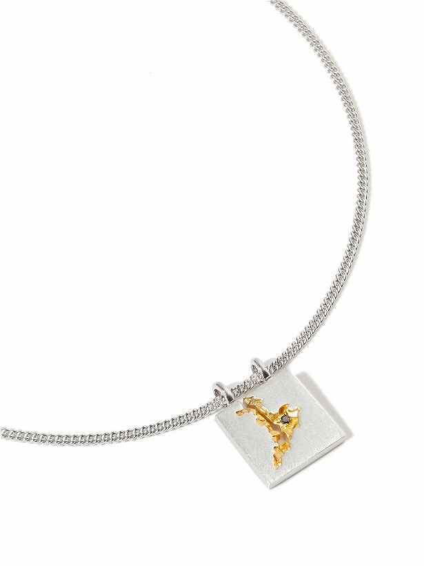Photo: Tom Wood - Mined Rhodium and Gold-Plated Recycled Silver Diamond Pendant Necklace