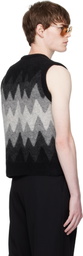Ernest W. Baker Black & Gray Degrade Jacquard Vest