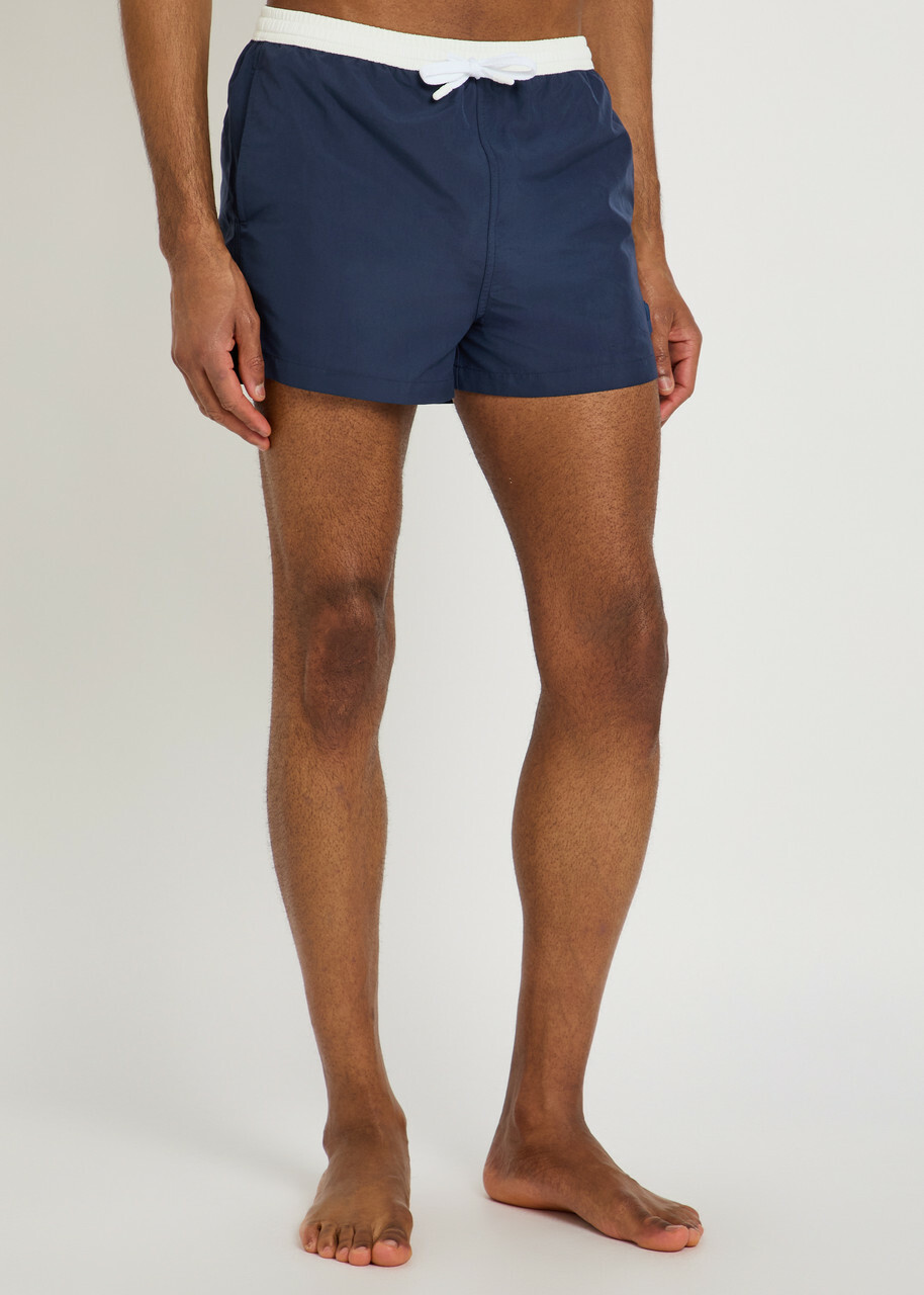 Ami Paris Logo-appliquéd Woven Swim Shorts Navy