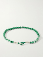 Mikia - Circle 4 Sterling Silver, Malachite and Hematite Beaded Bracelet - Green