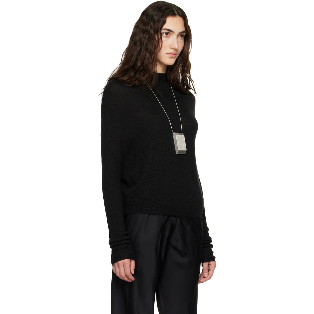 Rick Owens Black Tower LS Crater Sweater