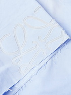 LOEWE - Paula's Ibiza Convertible-Collar Logo-Appliquéd Frayed Cotton-Twill Shirt - Blue