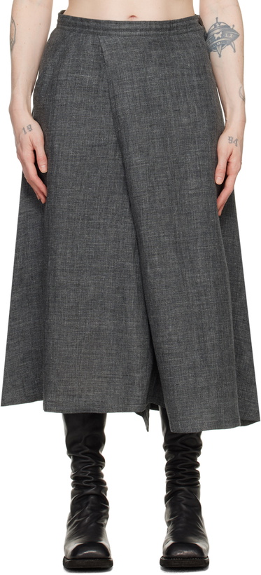 Photo: Y's Gray Asymmetric Midi Skirt