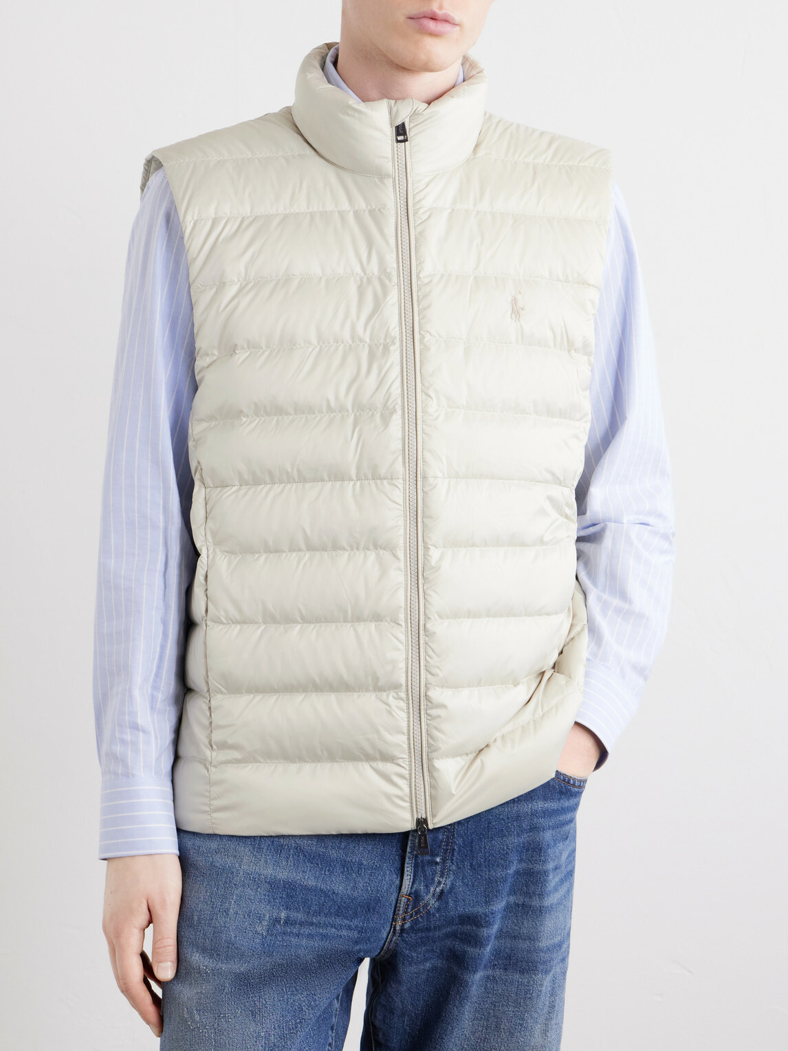 Polo Ralph Lauren - Logo-Embroidered Quilted Shell Down Gilet - Neutrals